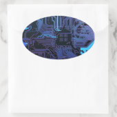 Geek Out Nerd PCB Blue Electronic Circuit Board Ovaler Aufkleber (Tasche)