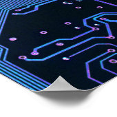 Geek Out Nerd PCB Blue Electronic Circuit Board Poster (Ecke)