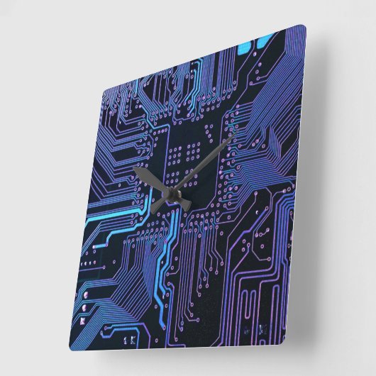 Geek Out Nerd PCB Blue Electronic Circuit Board Quadratische Wanduhr (Winkel)