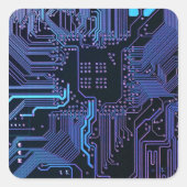 Geek Out Nerd PCB Blue Electronic Circuit Board Quadratischer Aufkleber (Vorderseite)