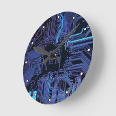 Geek Out Nerd PCB Blue Electronic Circuit Board Runde Wanduhr (Winkel)