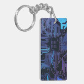 Geek Out Nerd PCB Blue Electronic Circuit Board Schlüsselanhänger (Vorderseite links)