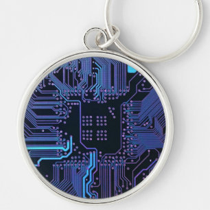 Geek Out Nerd PCB Blue Electronic Circuit Board Schlüsselanhänger