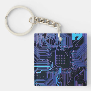 Geek Out Nerd PCB Blue Electronic Circuit Board Schlüsselanhänger