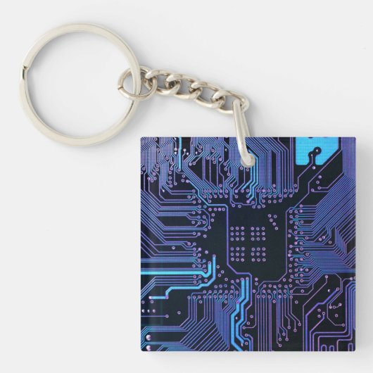 Geek Out Nerd PCB Blue Electronic Circuit Board Schlüsselanhänger (Vorderseite)