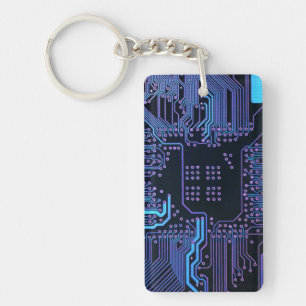 Geek Out Nerd PCB Blue Electronic Circuit Board Schlüsselanhänger