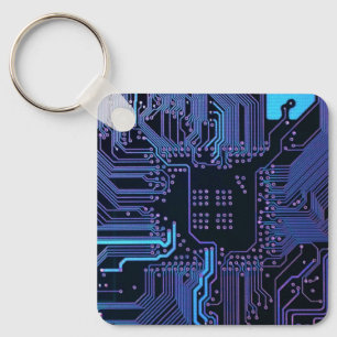 Geek Out Nerd PCB Blue Electronic Circuit Board Schlüsselanhänger