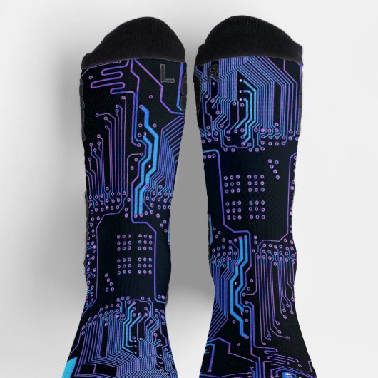 Geek Out Nerd PCB Blue Electronic Circuit Board Socken (Oben)