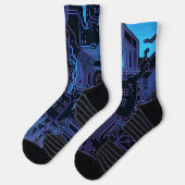 Geek Out Nerd PCB Blue Electronic Circuit Board Socken (Links)