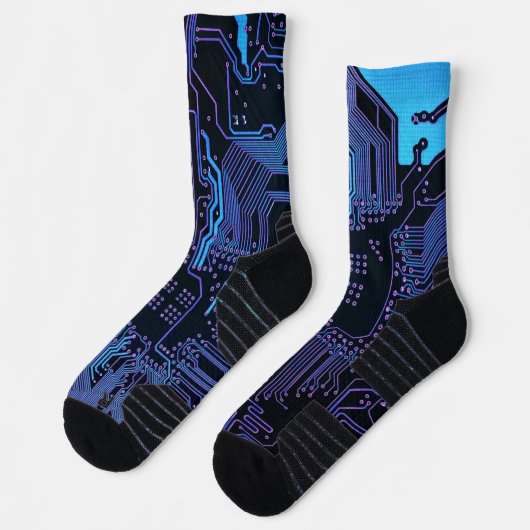 Geek Out Nerd PCB Blue Electronic Circuit Board Socken (Links)