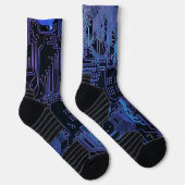 Geek Out Nerd PCB Blue Electronic Circuit Board Socken (Rechts)