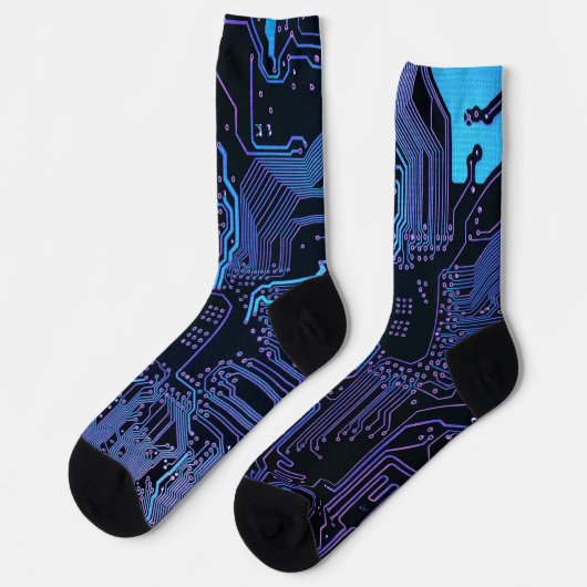Geek Out Nerd PCB Blue Electronic Circuit Board Socken (Linkes Detail)