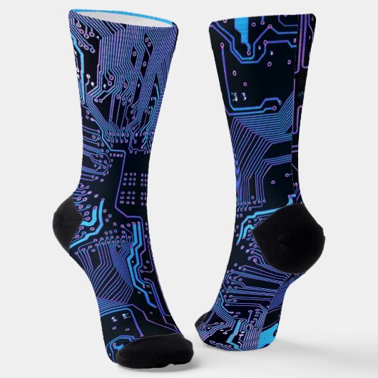 Geek Out Nerd PCB Blue Electronic Circuit Board Socken (Gewinkelt)