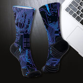 Geek Out Nerd PCB Blue Electronic Circuit Board Socken