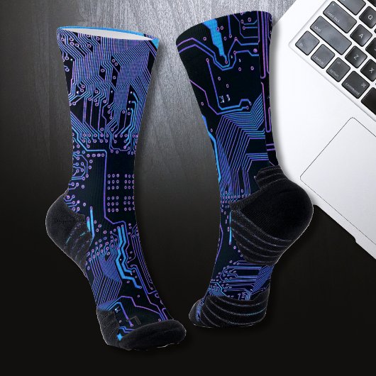 Geek Out Nerd PCB Blue Electronic Circuit Board Socken