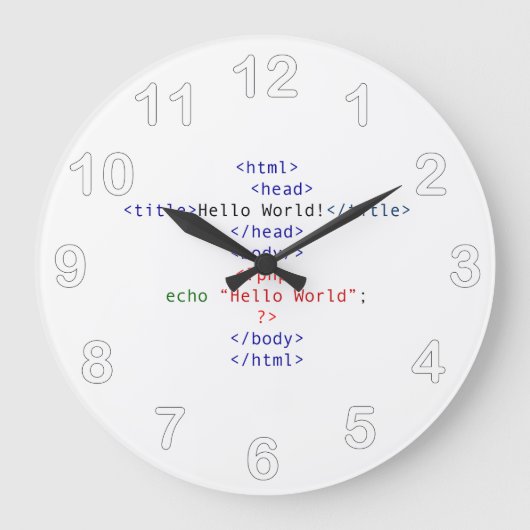 Geek php Greeting Große Wanduhr (Vorderseite)