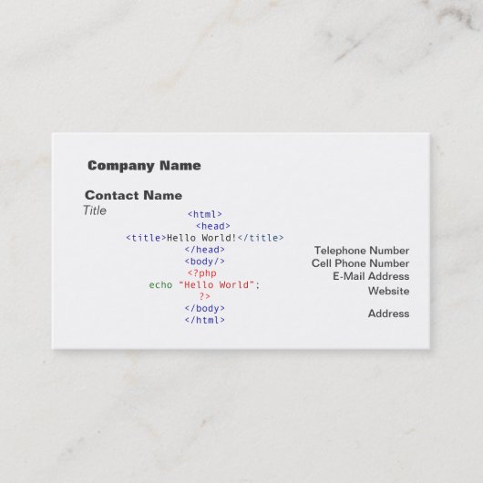 Geek php Greeting Visitenkarte (Vorderseite)