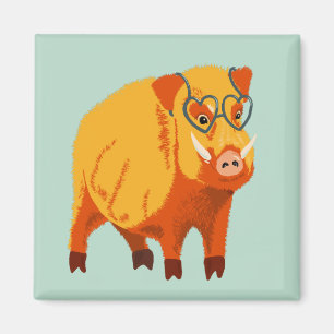 Geek Pig Funny Boar Wild Animal Magnet