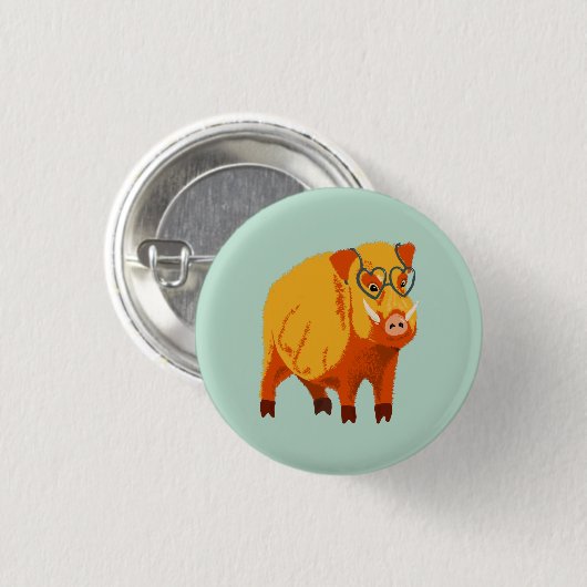 Geek Pig Funny Nerdy Button (Vorne & Hinten)