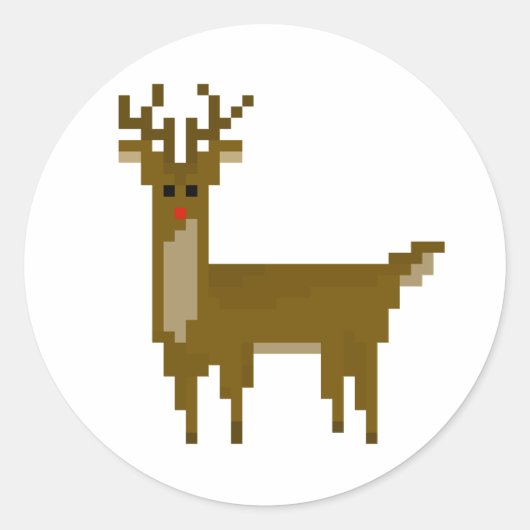 Geek Pixel Rudolph Reindeer Holiday Stickers (Vorderseite)