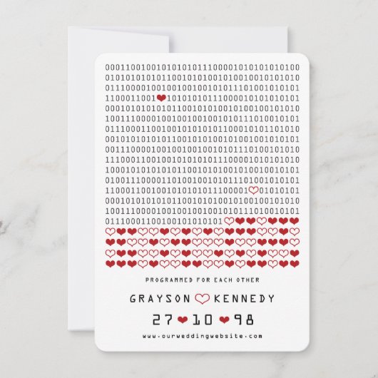 Geek Programmed for Liebe Simple Binary Code Foto Save The Date (Vorderseite)
