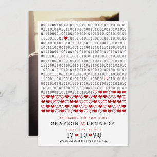 Geek Programmed for Liebe Simple Binary Code Foto Save The Date