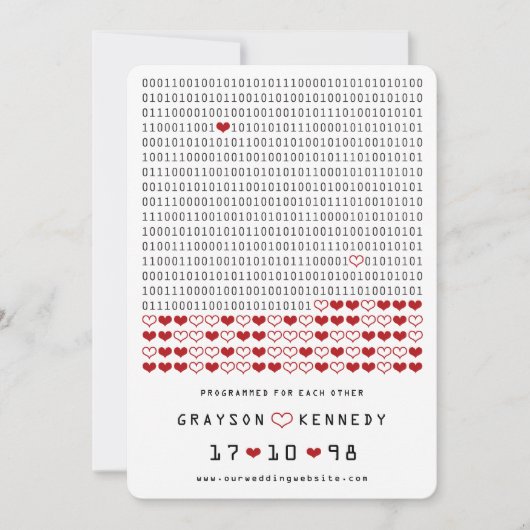 Geek Programmed for Liebe Simple Binary Code Foto Save The Date (Vorderseite)