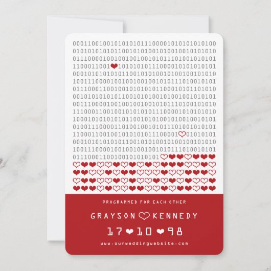 Geek Programmed for Liebe Simple Binary Code Foto Save The Date (Vorderseite)