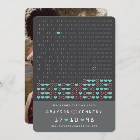 Geek programmiert für Liebe Binärkode Save the Dat Save The Date (Vorne/Hinten)