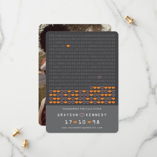 Geek programmiert für Liebe Binärkode Save the Dat Save The Date (Vorderseite/Rückseite Beispiel)