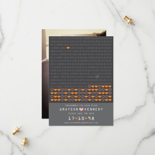 Geek programmiert für Liebe Binärkode Save the Dat Save The Date (Vorderseite/Rückseite Beispiel)