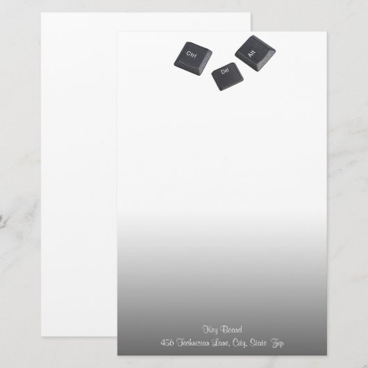 Geek Reboot Computertasten Gray Gradient Briefpapier (Vorne/Hinten)
