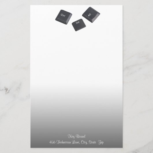 Geek Reboot Computertasten Gray Gradient Briefpapier (Vorderseite)