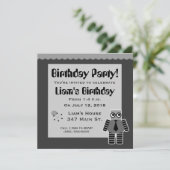 Geek Robot Birthday Party Einladungen (Stehend Vorderseite)