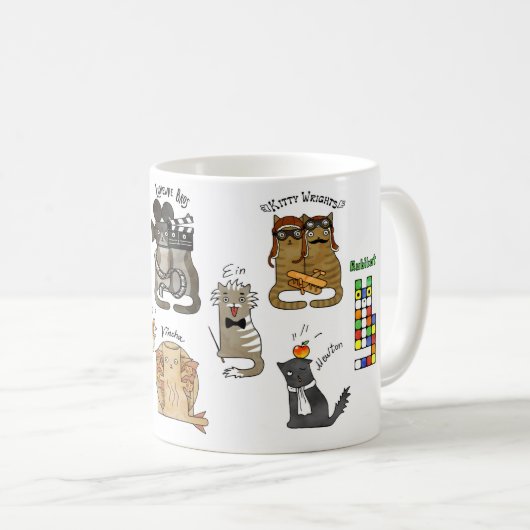 Geek Science Cats. Entdeckungen. Physik, Chemie Kaffeetasse (VorderseiteRechts)