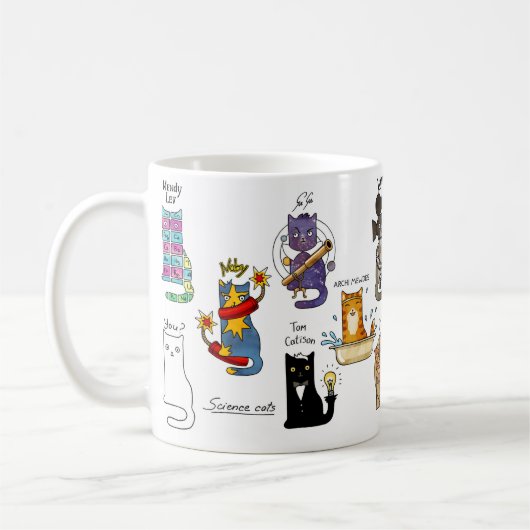 Geek Science Cats. Entdeckungen. Physik, Chemie Kaffeetasse (Links)