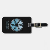 Geek SciFi Distressed Futuristic Space Blue Ombre Gepäckanhänger (Vorderseite horizontal)