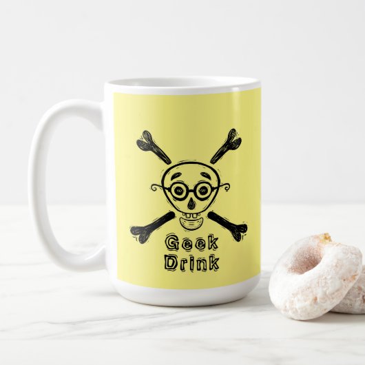 Geek Skull mit Brillen personalisiert Kaffeetasse (Mit Donut)