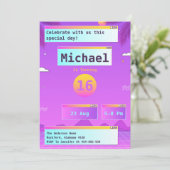 Geek Vaporwave 80er und 90er Jahre Einladung zum G (Stehend Vorderseite)