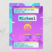 Geek Vaporwave 80er und 90er Jahre Einladung zum G (Vorne/Hinten)