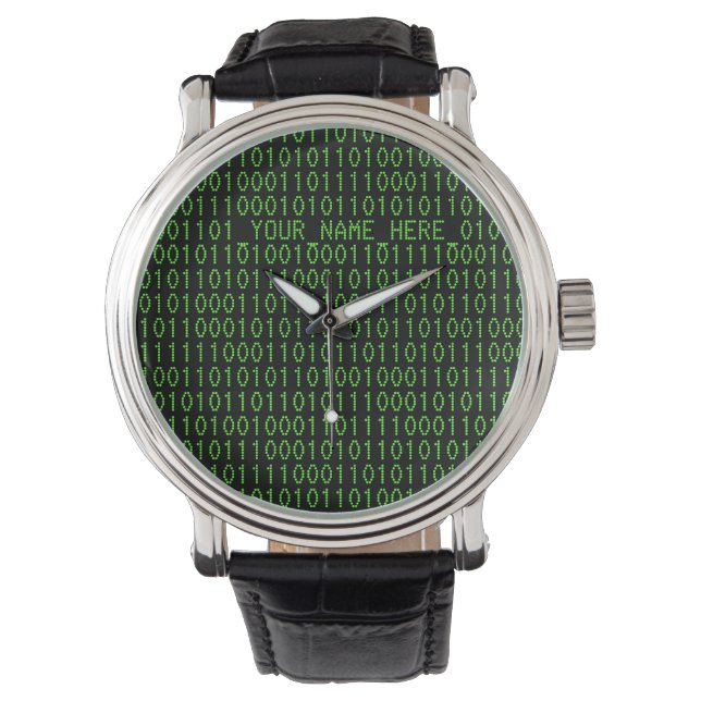 Geek Watch #3 Binary_YOUR_NAME_HER_ Armbanduhr (Vorderseite)
