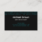 Geek Web Developer Computerwissenschaft Visitenkarte (Rückseite)