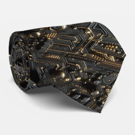 Geekige schwarze und goldene Computer-Schaltplatin Krawatte