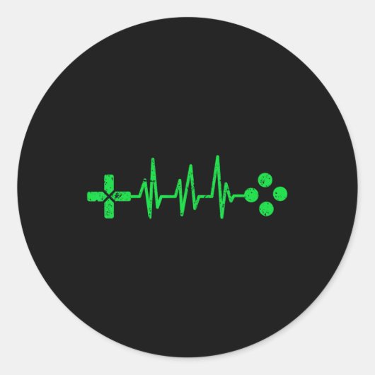 Geeks Heartbeat Gaming Runder Aufkleber (Vorderseite)