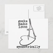Geeks machen Liebe symmetrisch Postkarte (Vorne/Hinten)