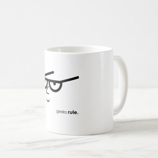 "Geeks Rule" Ein sonniges Gesicht mit einer Brille Kaffeetasse (VorderseiteRechts)