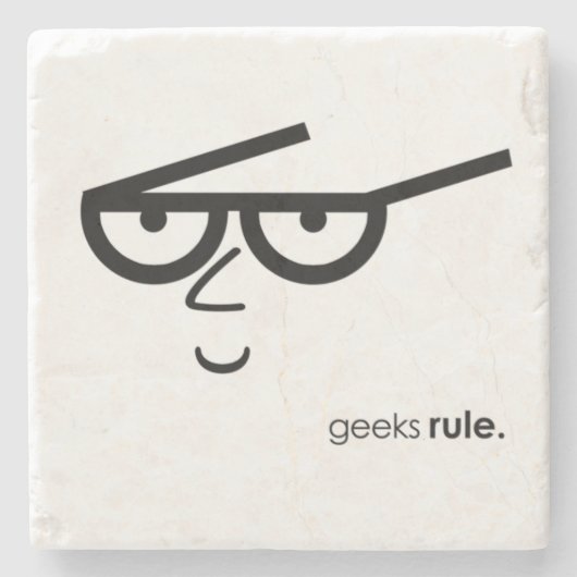 "Geeks Rule" Ein sonniges Gesicht mit einer Brille Steinuntersetzer (Vorderseite)