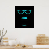 Geeky aquamarine blaue Lippen und Brillen Poster (Küche)