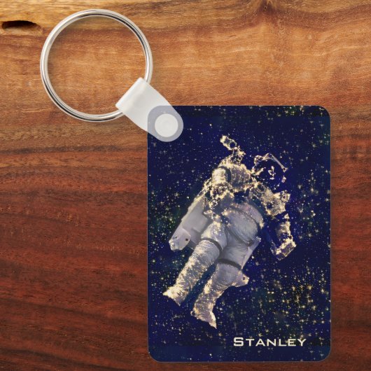 Geeky Astronaut im Weltraum für ihn Cool Personali Schlüsselanhänger (Vorderseite)