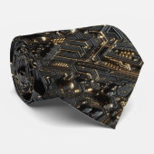 Geeky Black and Gold Circuit Computer Board Krawatte (Gerollt)